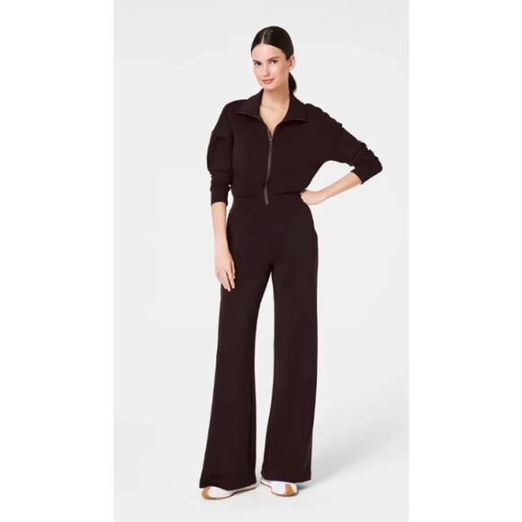Spanx Air Essentials Long Sleeve Wide Leg Jumpsuit in Black - Picture 6 of 12